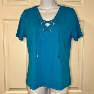 Michael Kors top womens medium turquoise blue short sleeve